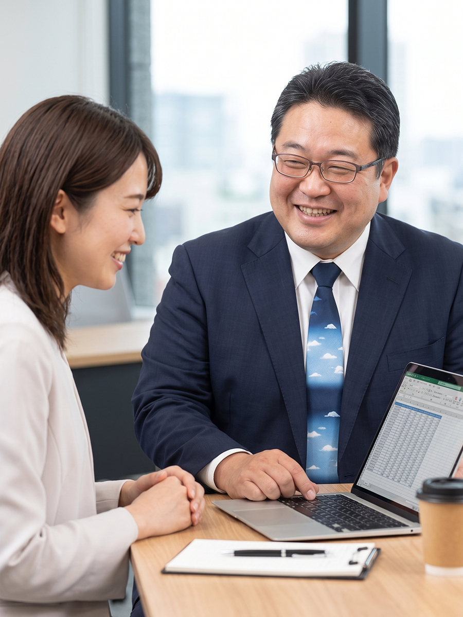 個人事業主のお客様と相談する税理士