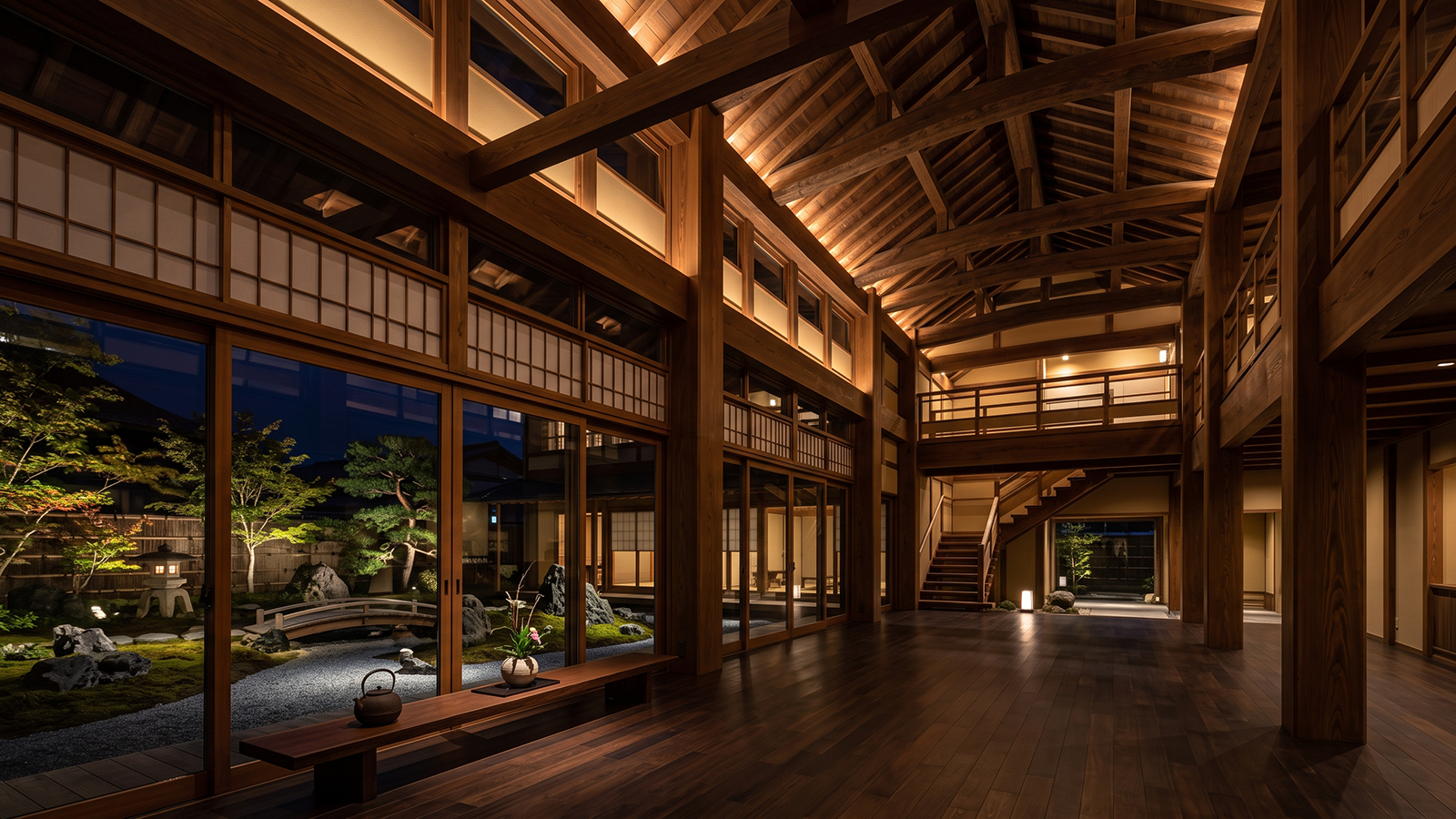 星月夜旅館の吹き抜け