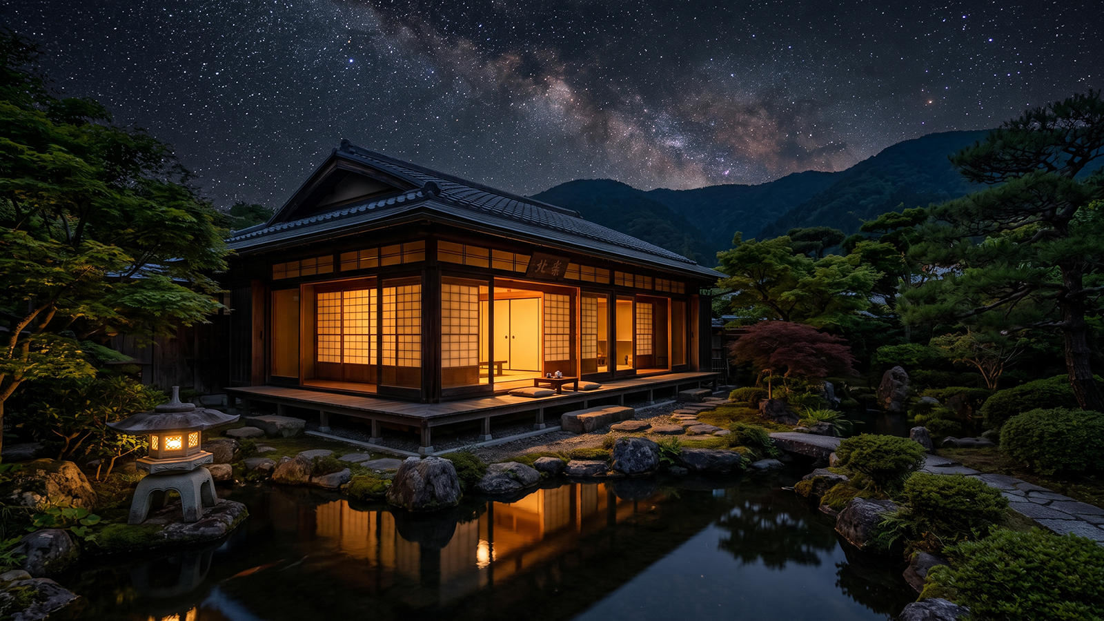 客室 北落の夜の外観