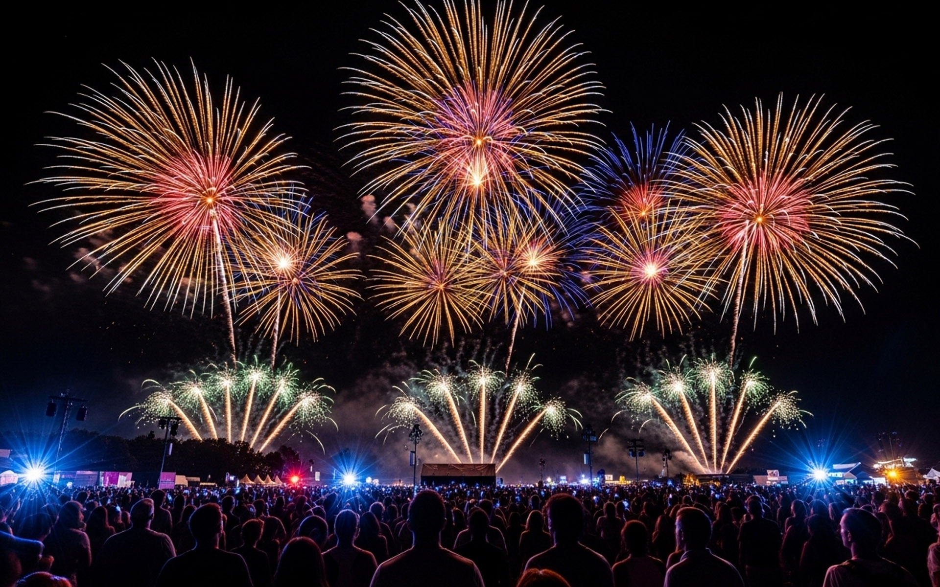 フェス会場の夜空を彩る花火