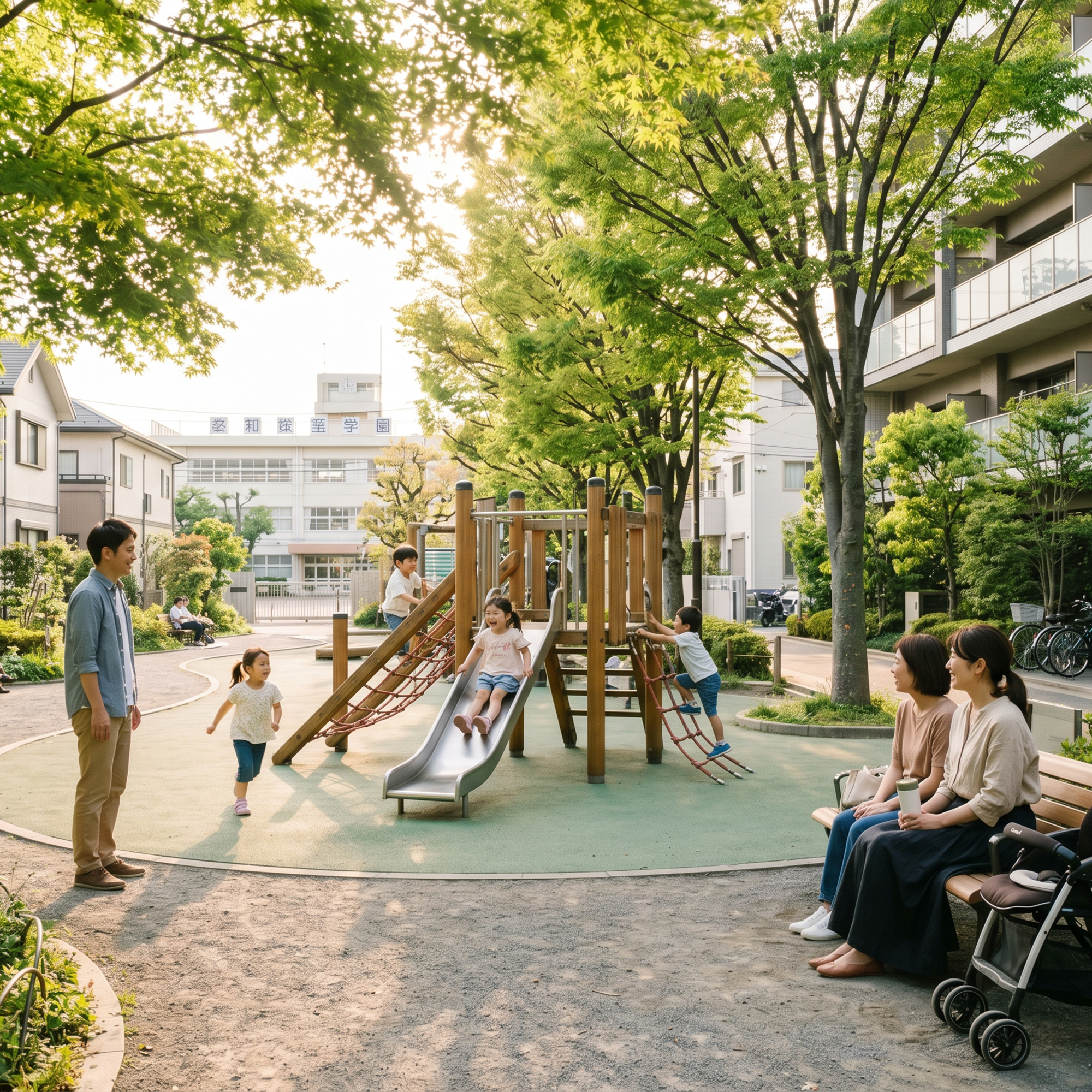 公園と学校が近くにある子育てしやすい住環境